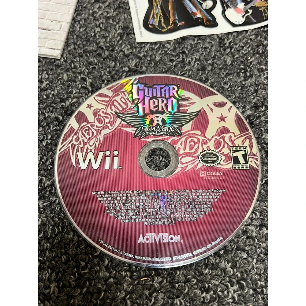 Guitar Hero: Aerosmith (Nintendo Wii) Complete w/ Manual & Guitar Decals CIB